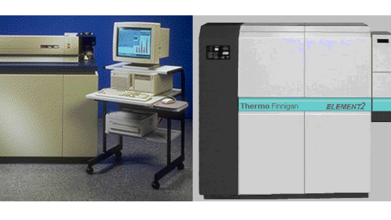 The Perkin-Elmer Sciex ELAN 6000 (left) and the ThermoFinnigan Element 2 (right).