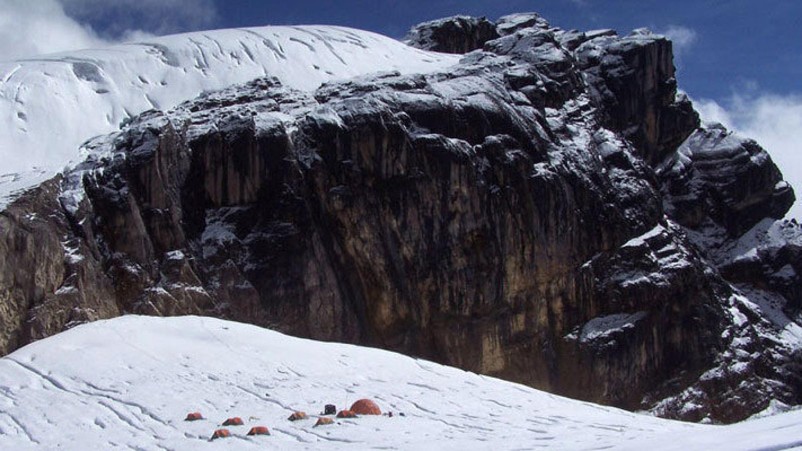 Ice core camp on a glacier
