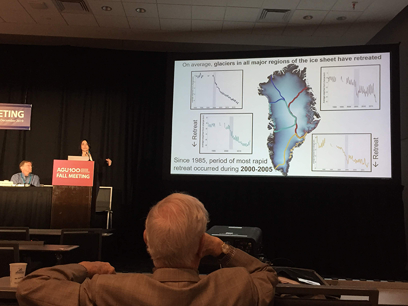 Michalea King giving her talk at AGU