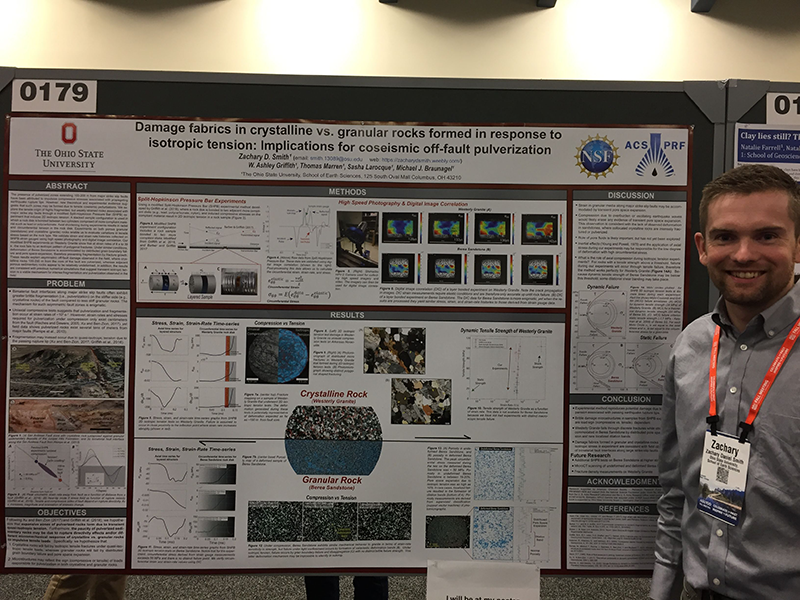 Zachary Smith standing next to his research poster