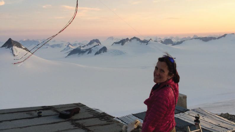 Sarah Fortner doing field work in the snow