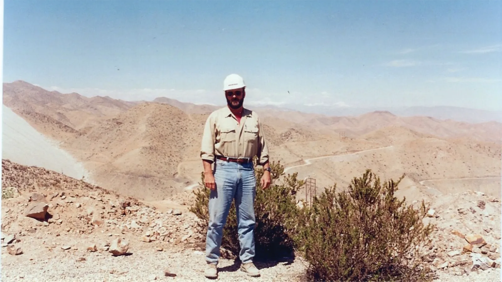 An old photo of Michael Beathard in a desert