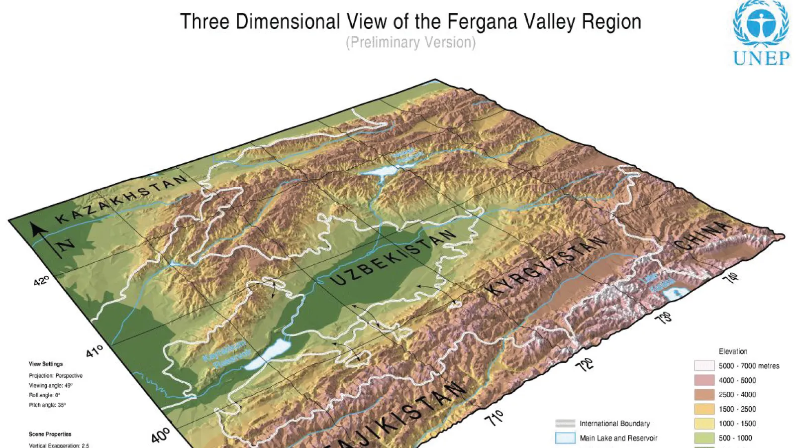 3 Dimensional View of Fergana Valley Region