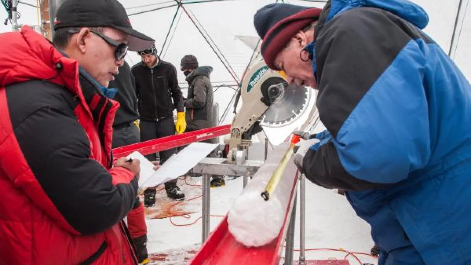Lonnie with ice core