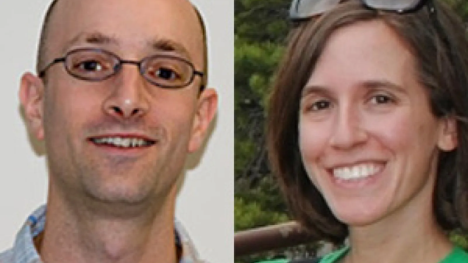 headshots of Matthew Saltzman and Elizabeth Griffith put together side by side