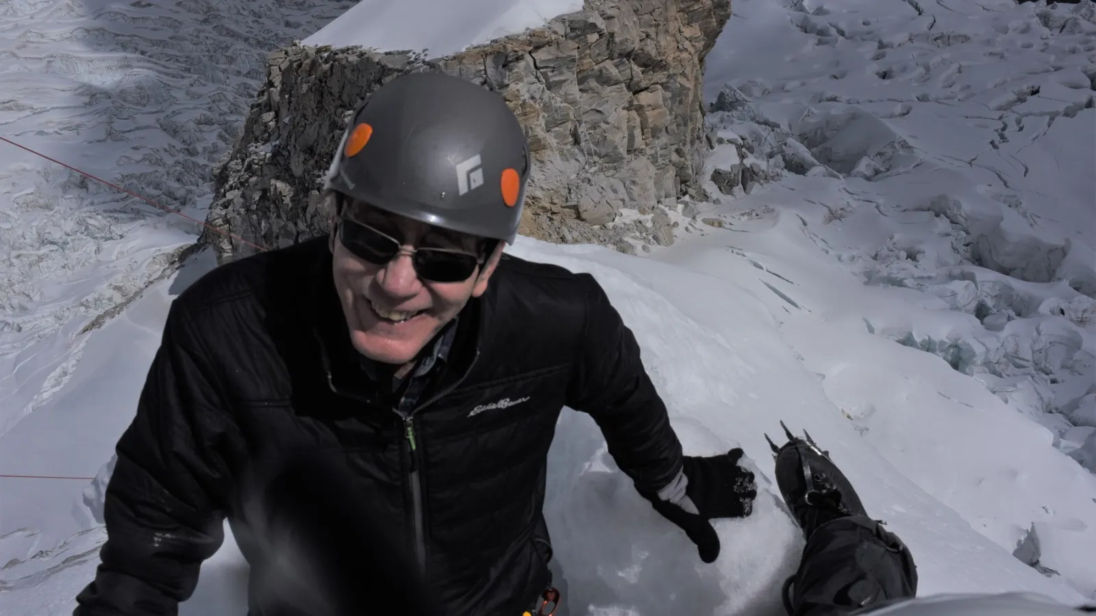 Lonnie Thompson climbing Huascaran, the highest peak in the tropics, in Peru in the summer of 2019.