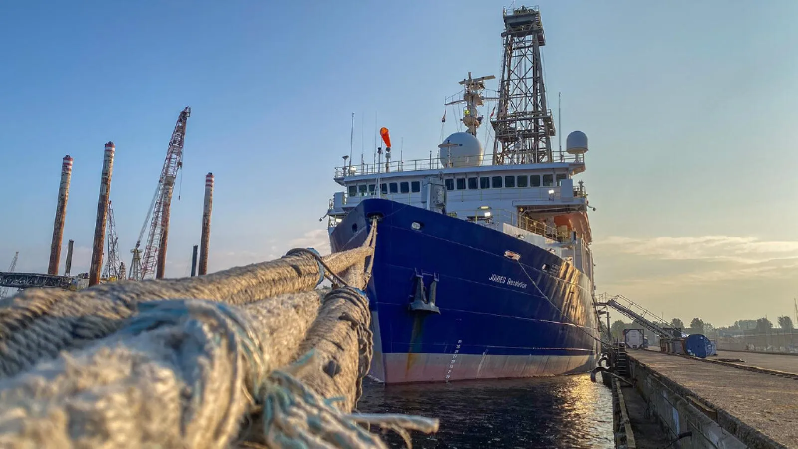 Expedition 403 Week 1: A view of the JOIDES Resolution docked in the port of Amsterdam, Netherlands. (Credit: Thomas Ronge, IODP JRSO) 