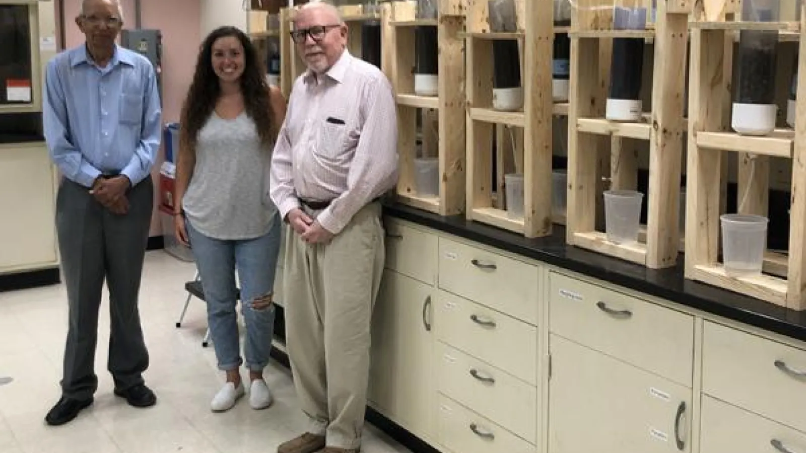 From left to right, Professor Rattan Lai and Ph.D. candidate Brittany Multer Hopkins from the School of Environment and Natural Resources and Berry Lyons from the School of Earth Sciences. Image provided by Brittany Multer Hopkins.