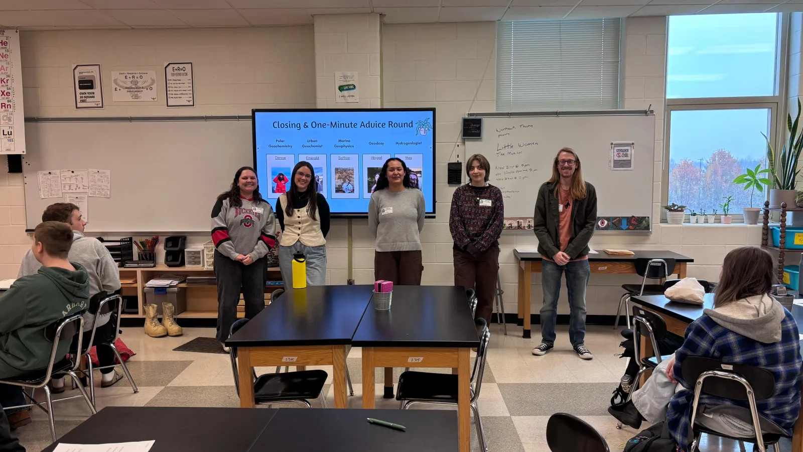 This shows the graduate students who presented and visited on Thursday for the Westerville central high school visit.