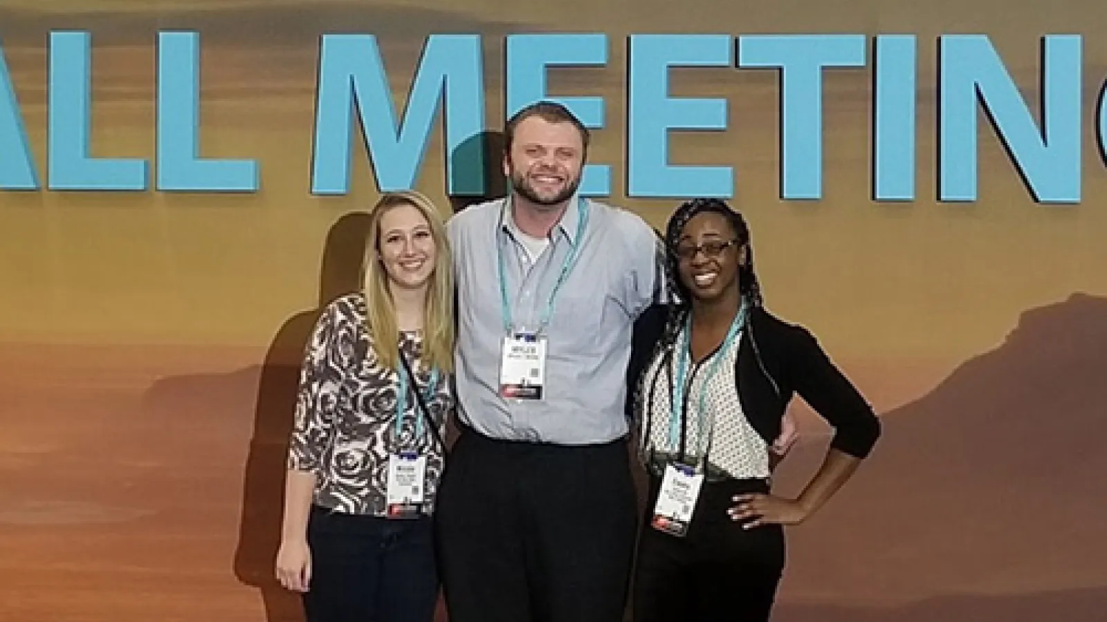 Students Nikki Kinash, Myles Moore, and Emma Oti at the American Geophysical Union Meeting Fall Meeting 