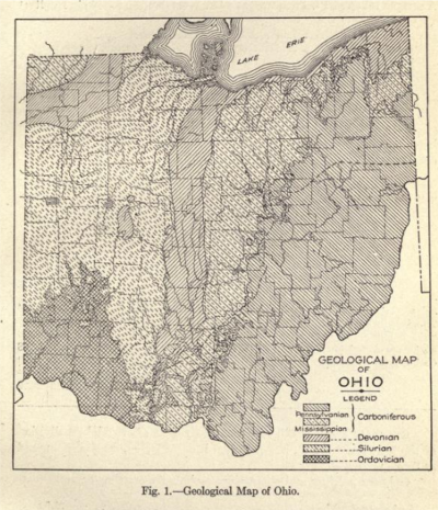 John Adams Bownocker's geological map of Ohio