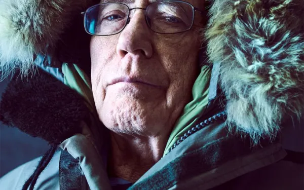Lonnie Thompson wearing a large, fur-brimmed parka