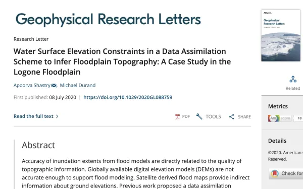 Screenshot of Dr. Shastry's research publication