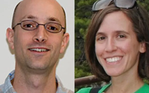 headshots of Matthew Saltzman and Elizabeth Griffith put together side by side