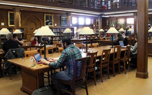 Students studying in the Orton Memorial Library located in Orton Hall