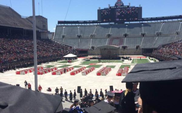 Standard commencement ceremony in Ohio Stadium from the graduating student's point of view