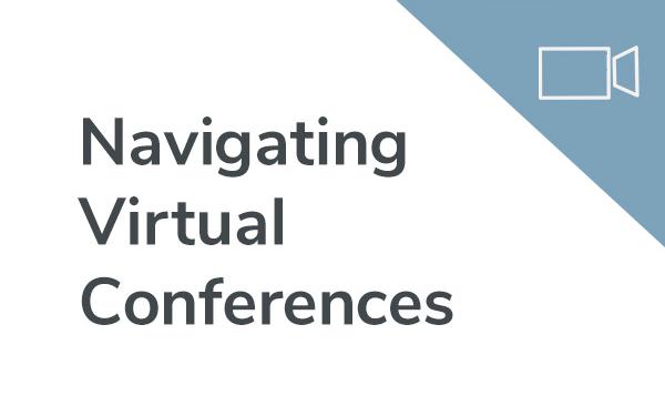 navigating virtual conferences with a blue triangle and camera logo