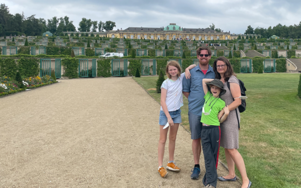 Prof. Cook and her family at Sanssouci Palace in Potsdam. 