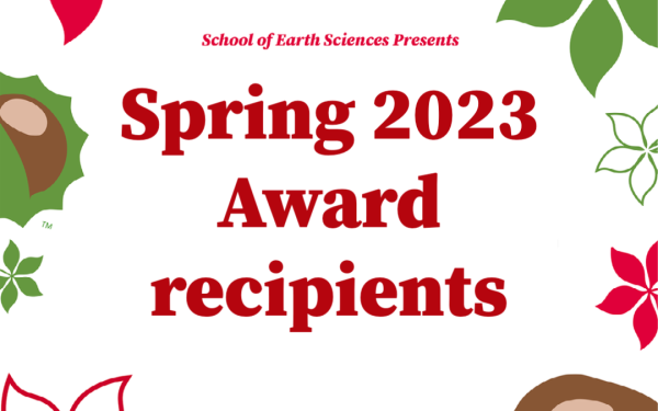 Stylized text that reads "Spring 2023 Award recipients"