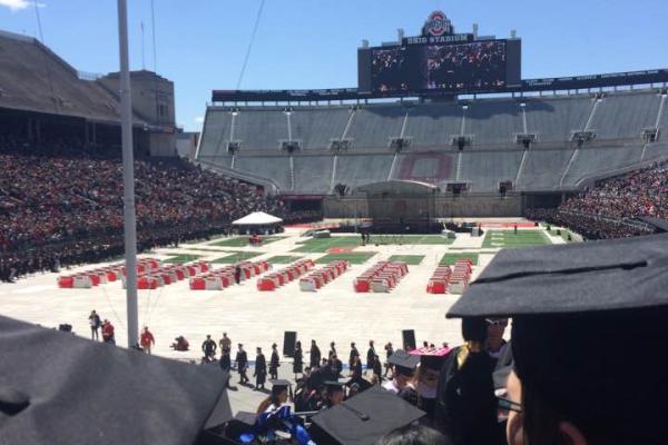 Standard commencement ceremony in Ohio Stadium from the graduating student's point of view