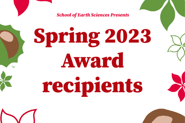 Stylized text that reads "Spring 2023 Award recipients"