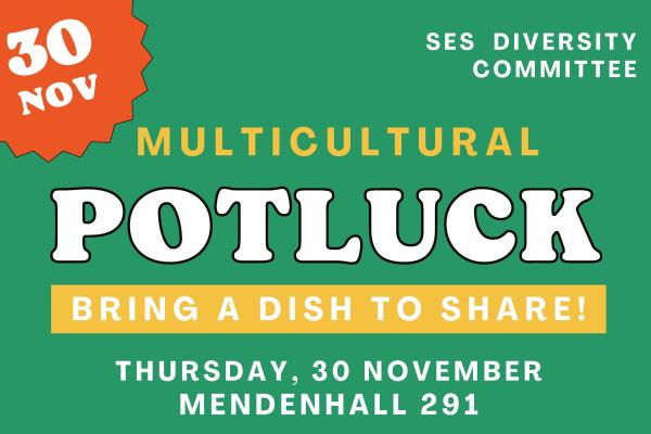 Multicultural potluck event flyer
