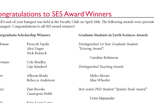 Congratulations to 2017 SES Award Winners Congratulations to 2017 SES Award Winners