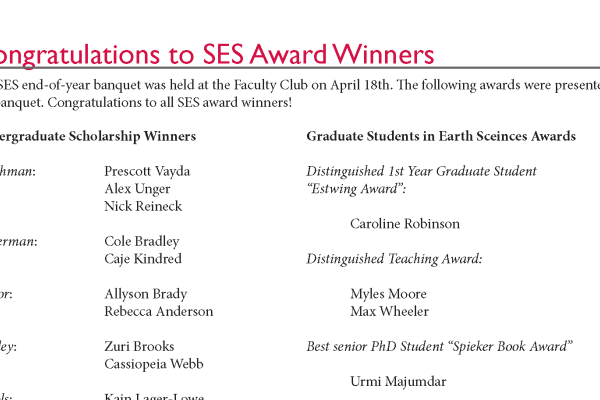 Congratulations to 2017 SES Award Winners