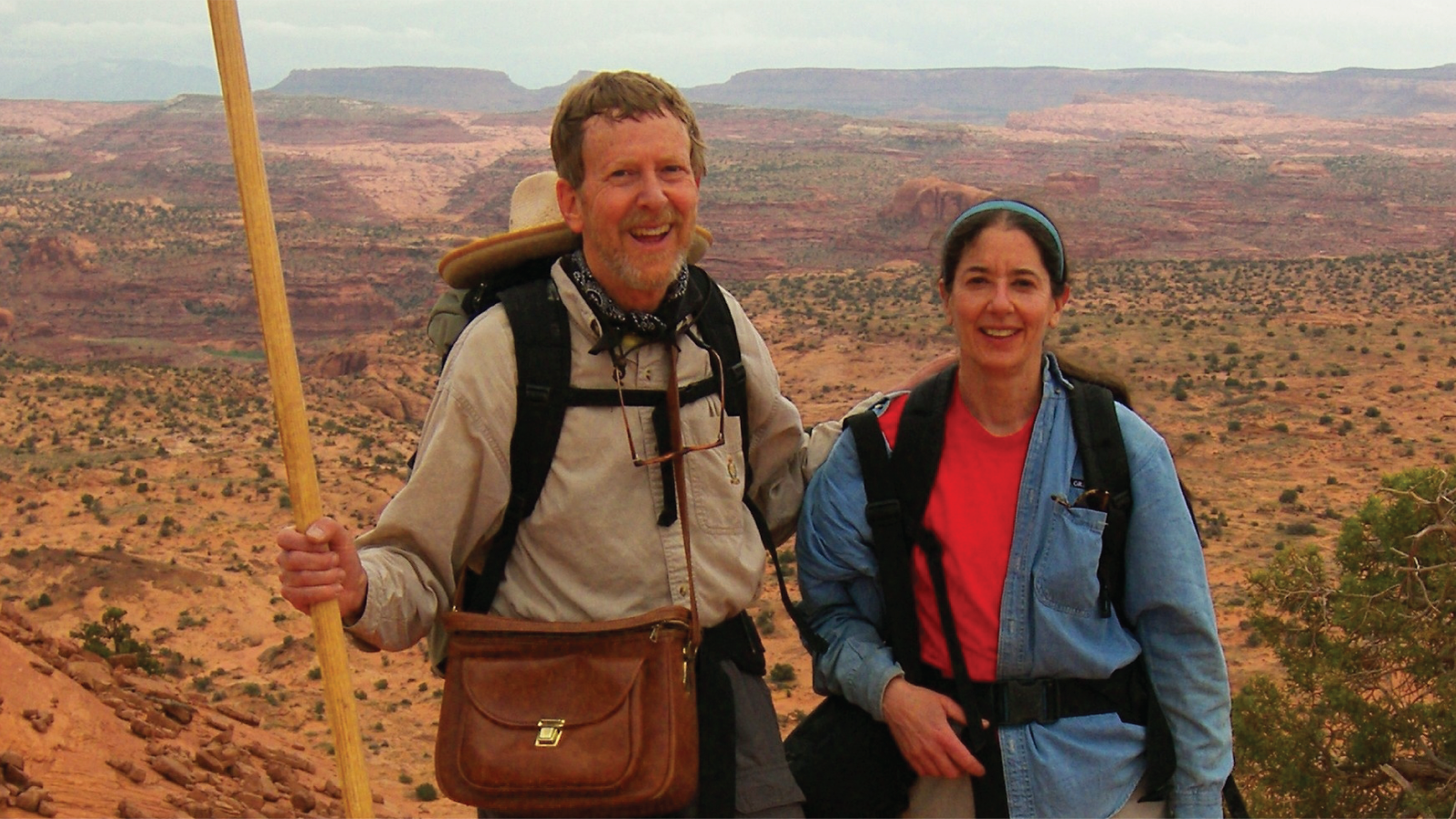 Mahoney and his wife on a hike in a desert