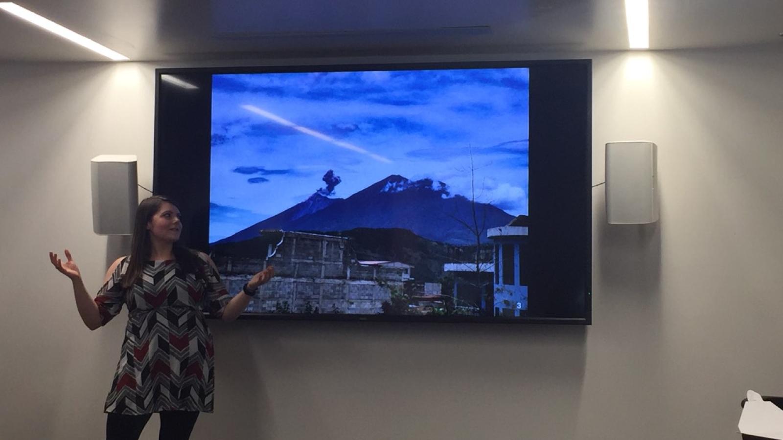 Lindsey giving a talk about her work on volcanoes in Guatemala